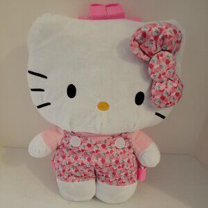 Hello Kitty 15" Soft Plush Backpack, Pink/Gray -New